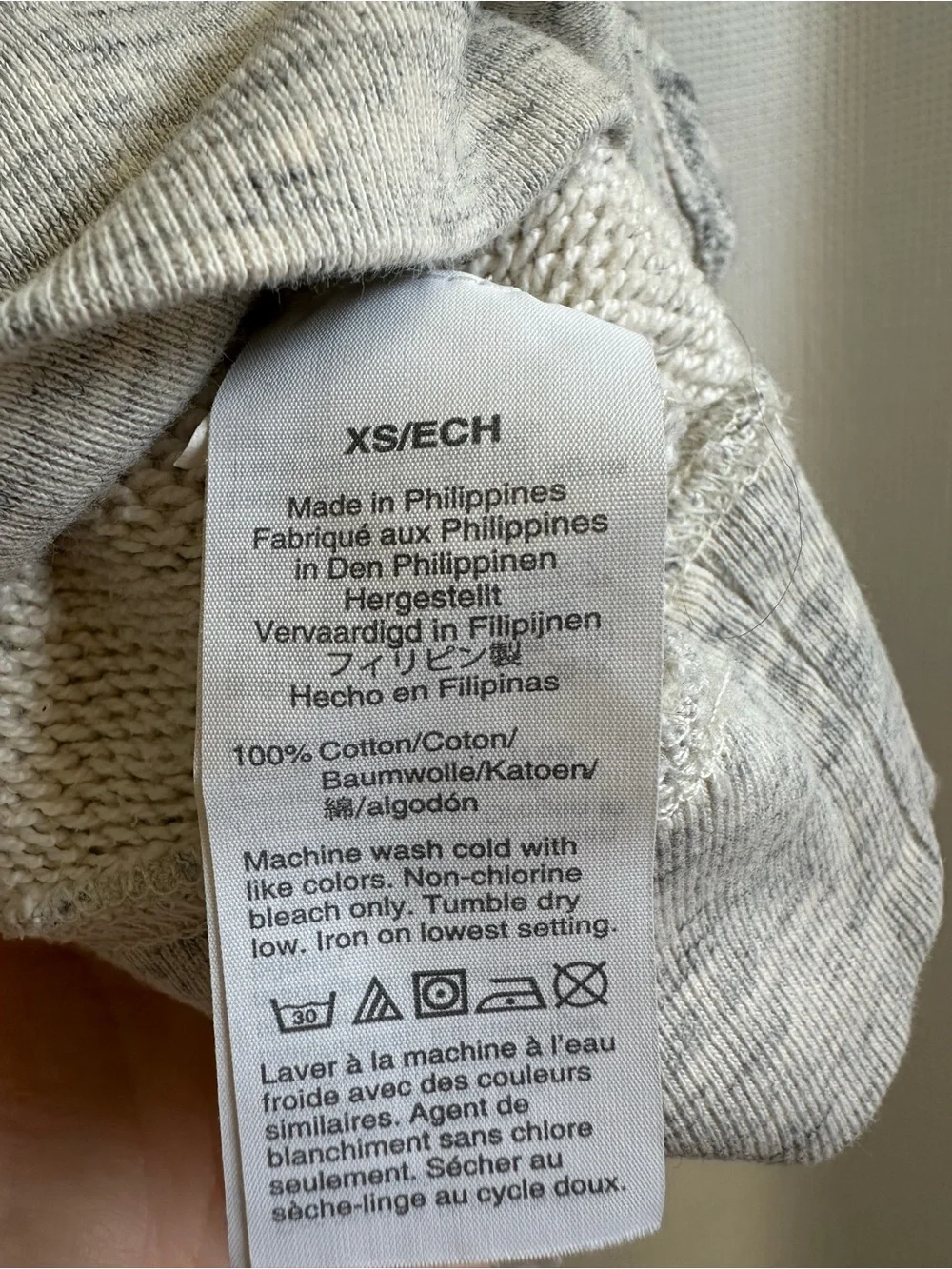 J. Crew Marled Light Gray Raglan Pullover Sweatshirt, XS